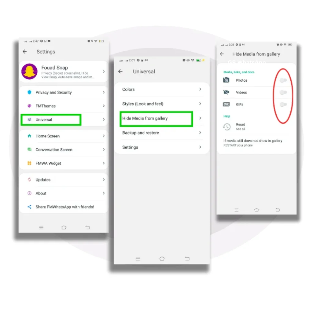 GBWhatsApp Hide Media from Gallery